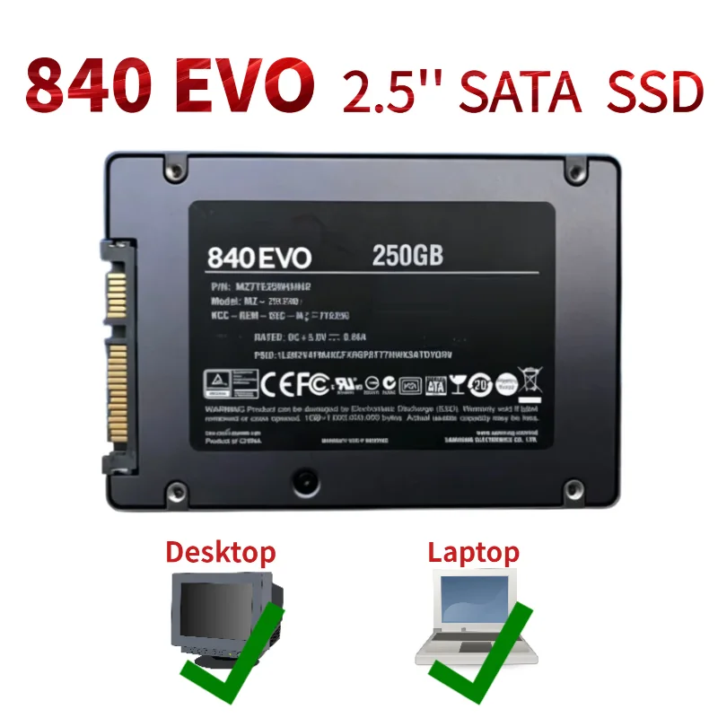 2.5'' SATA  SSD 840 Evo 120GB 250GB 500GB 750GB 1TB Internal Solid State Disk For Laptop Desktop 95 New