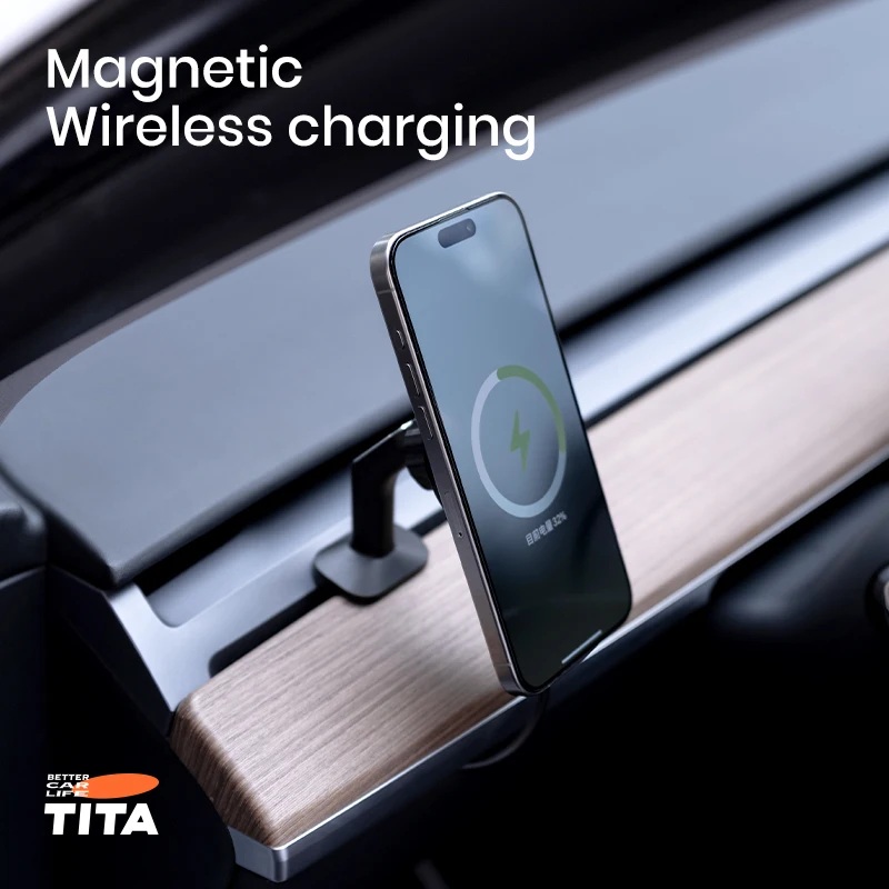 For Tesla 3Y Phone Holder Magsafe Magnetic Wireless Interior Accessories Easy Installation