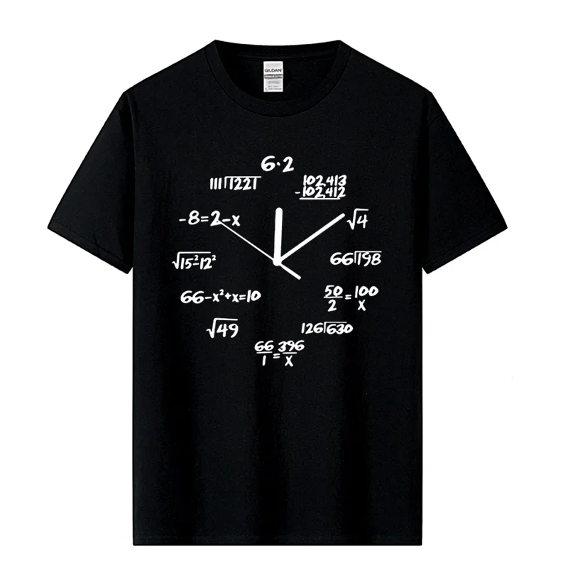 100% Cotton Math Clock Print Funny Men T Shirt Casual Short Sleeve O-neck Men Tshirt Cool Summer T-shirt Mens Tee Shirt