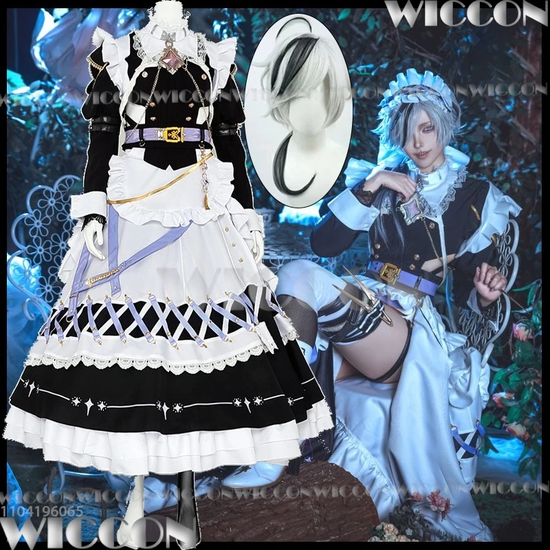 Blade Maid Game Nu: disfraz de Carnaval, peluca de utilería, vestido magnífico de Lolita, juego de rol personalizado para fiesta de Halloween para hombres y mujeres