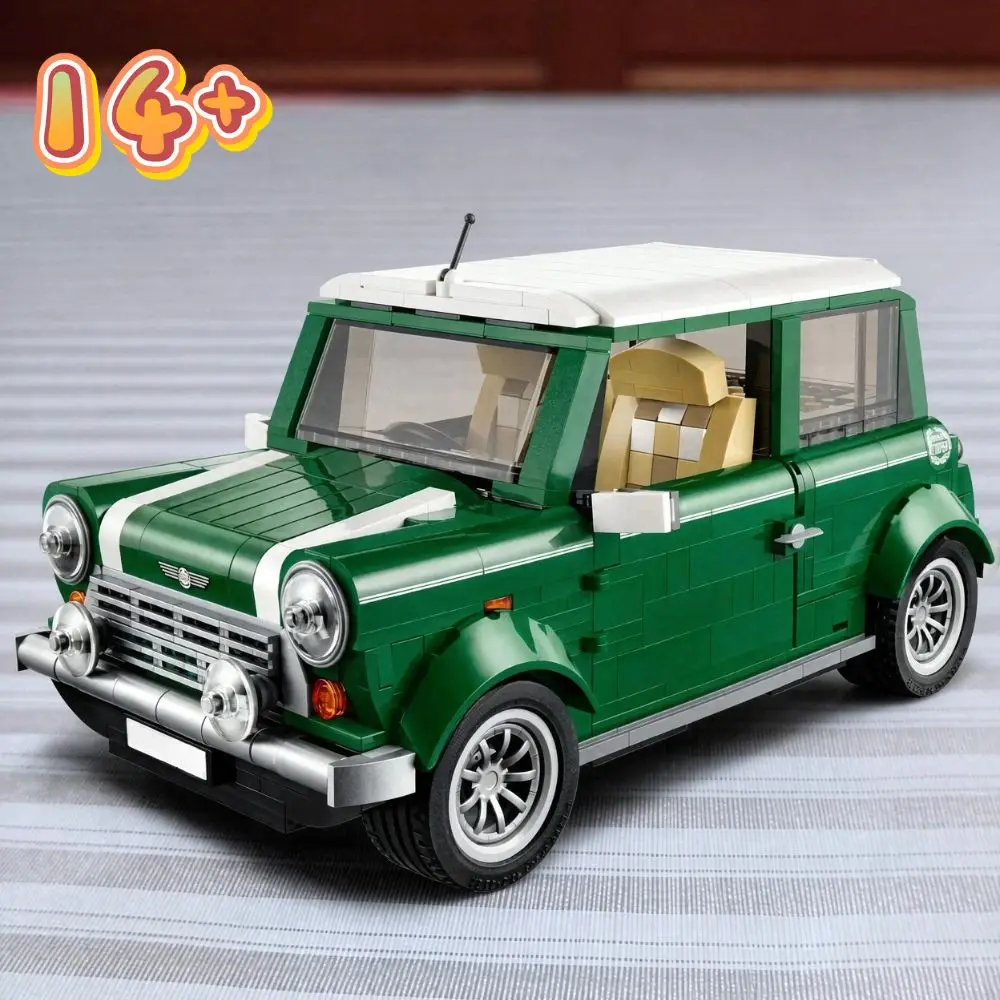 1077pcs Vehicle Car Model Classic Home Decoration Toys Green Creative Building Blocks Assembly Christmas Gifts For Friends