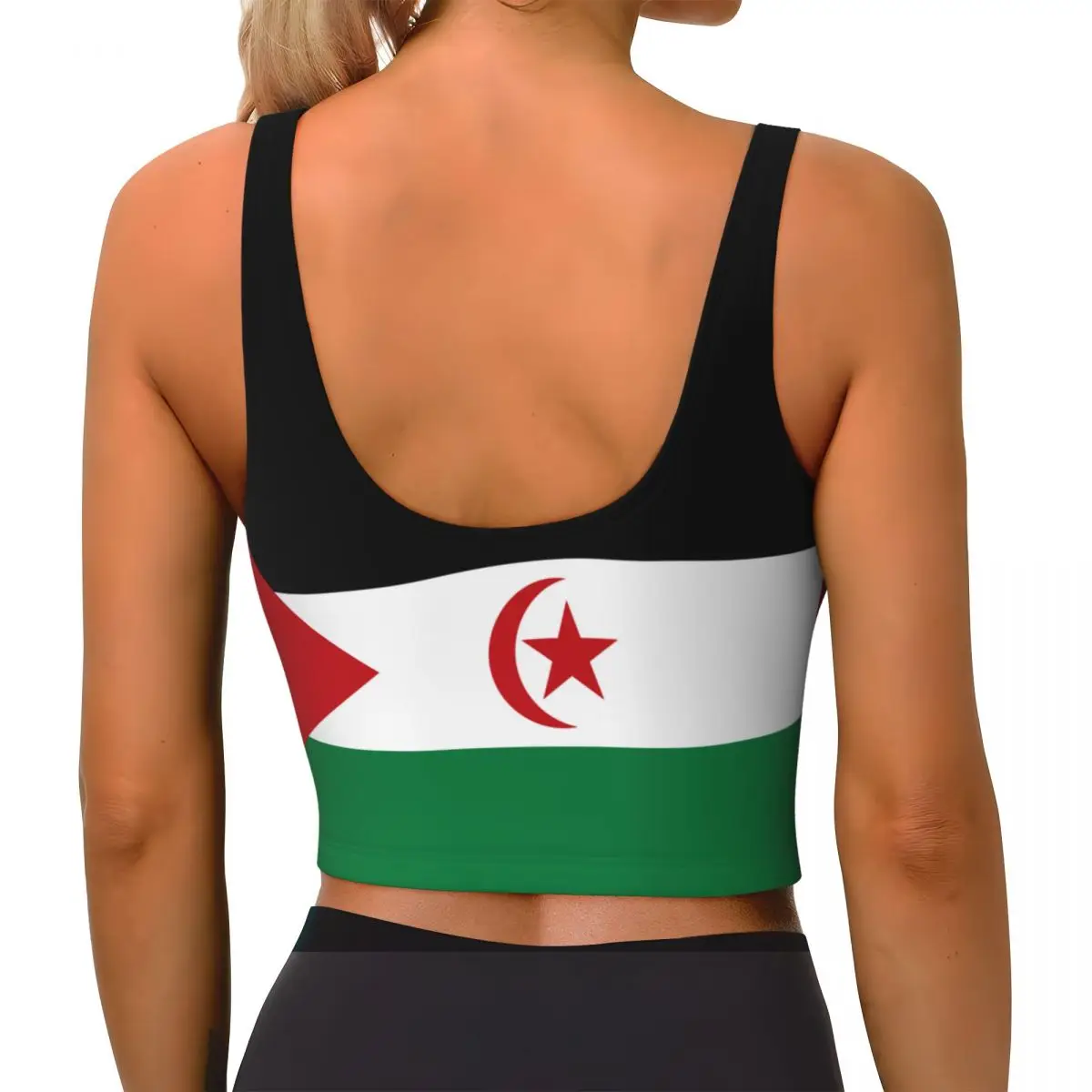 Western Sahara Flag Basic Tops Women Samba Sexy V-Neck Yoga Fitness Sports Tops