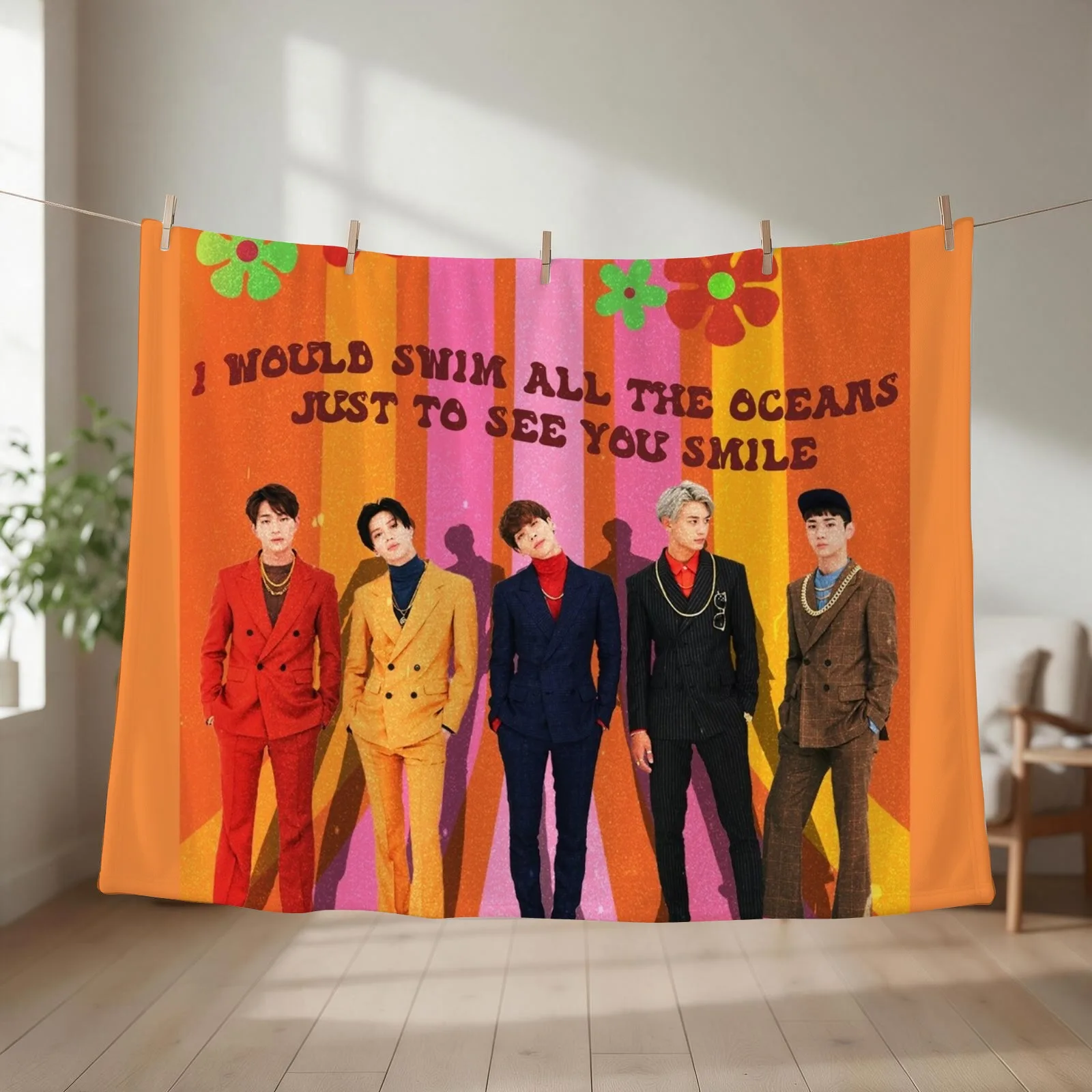 Shinee 70's poster Throw Blanket couch cozy soft plush fuzzy picnic outdoor blanket
