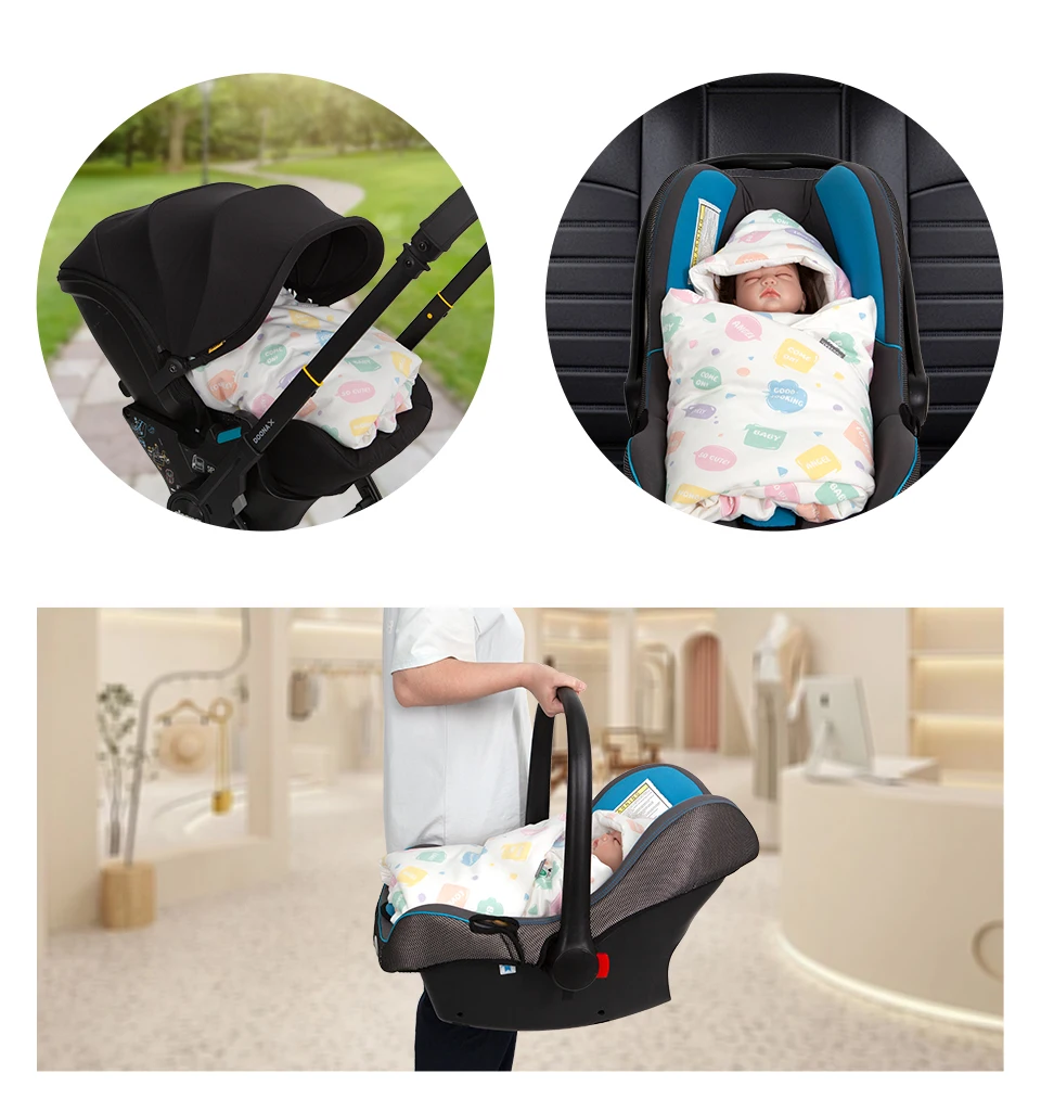 Baby-Wickeldecke für Neugeborene mit Winddichter Kapuze für Kindersitz Herbst Warme Umhüllung für Entlassung 0-6 Monate – Detail 22
