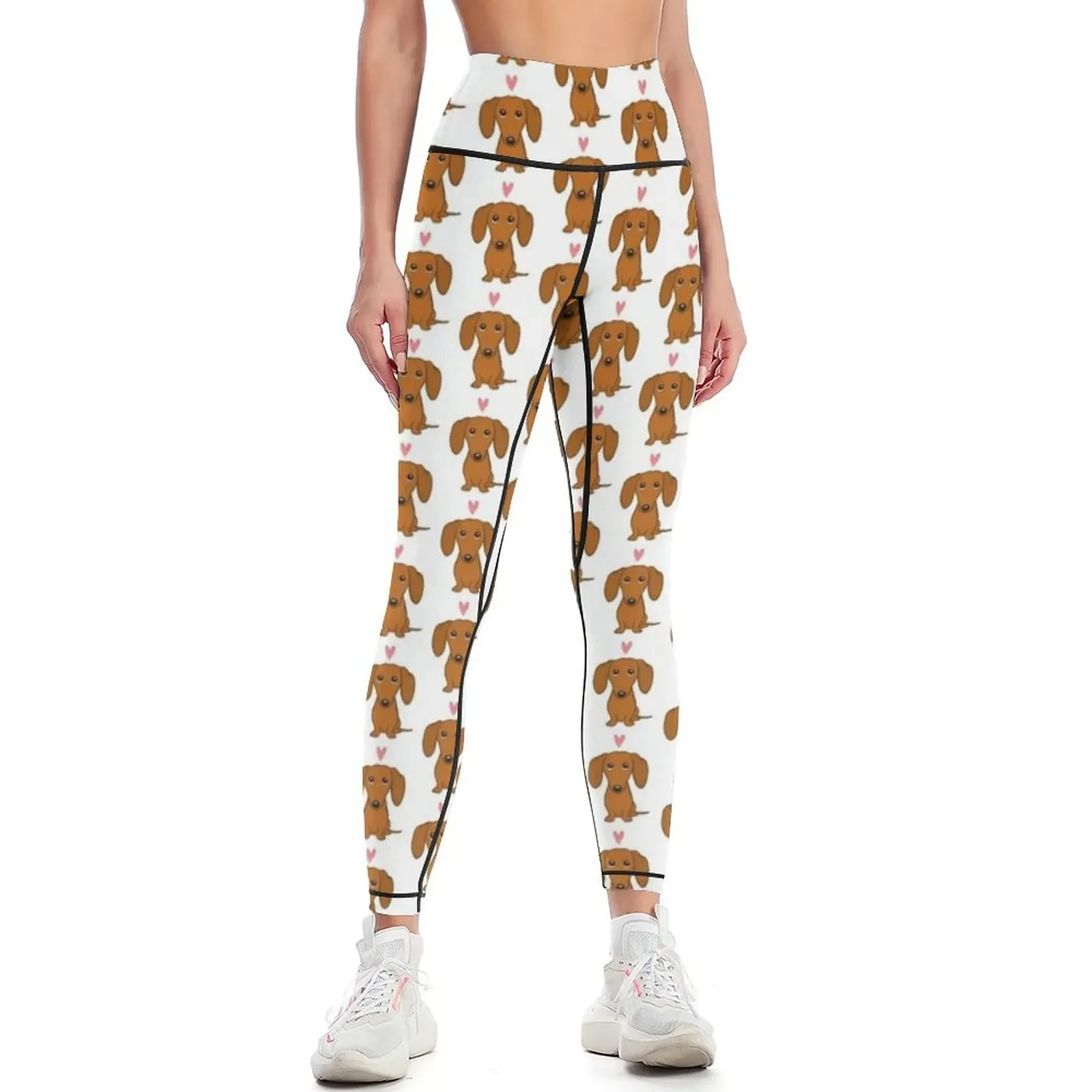 

Cute Cartoon Dachshund with Heart Leggings Legging sport Women's trousers push up legging Sports pants for Womens Leggings