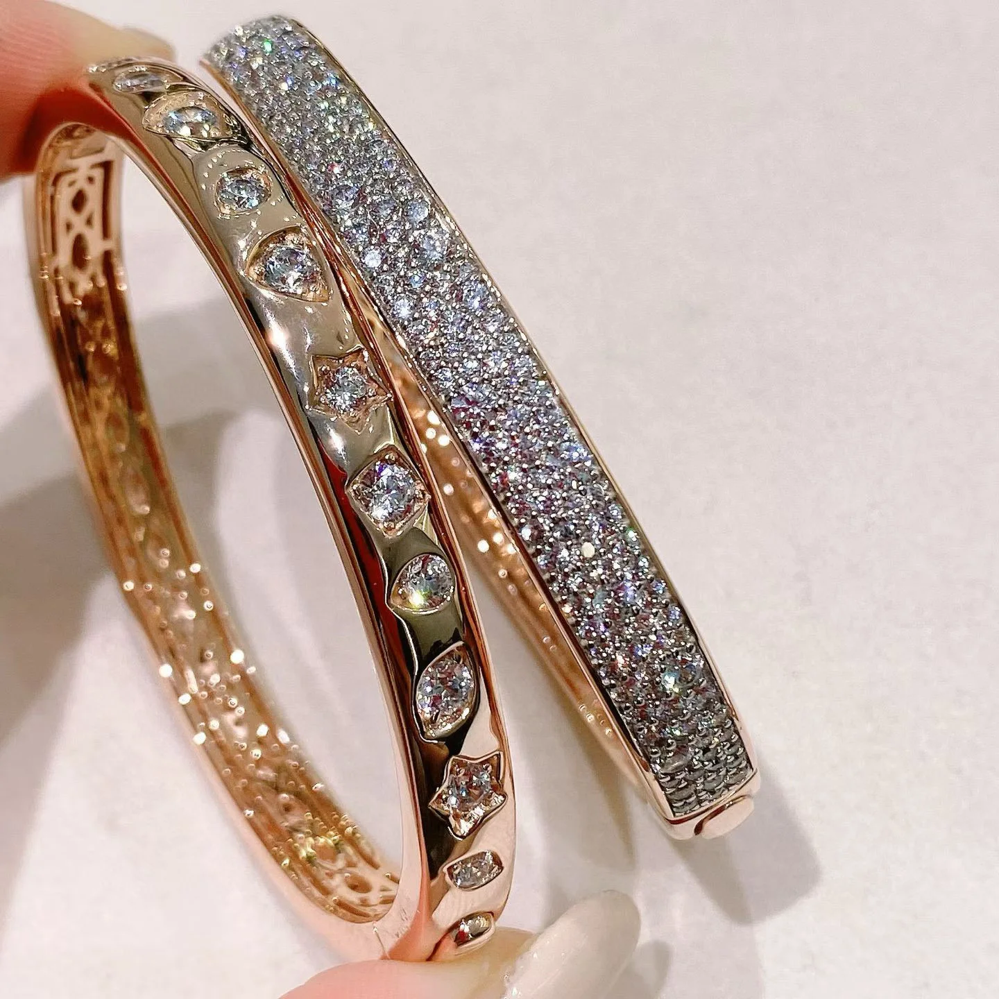 KQDANCE High Craft 925 Silver 7A Zircon High Carbon Diamond Double Sided Bangle Bracelet for Women Delicate Wedding Jewelry