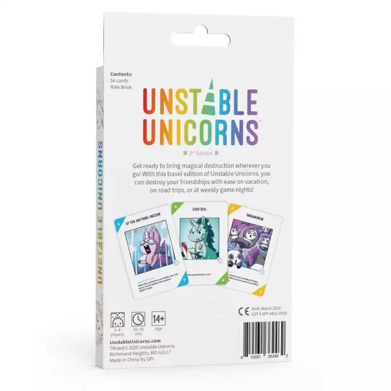 Unstable Unicorns: Travel Edition Board game