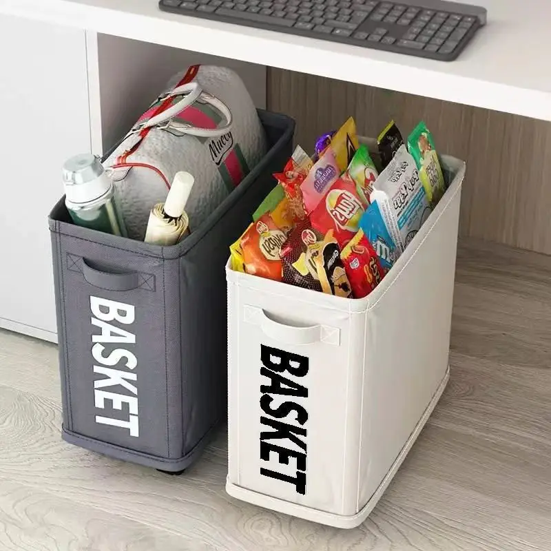 Home Assortment Box with Wheel Laundry Basket Storage Box Freestanding Narrow Corner Bin With Handle Foldable Laundry Basket