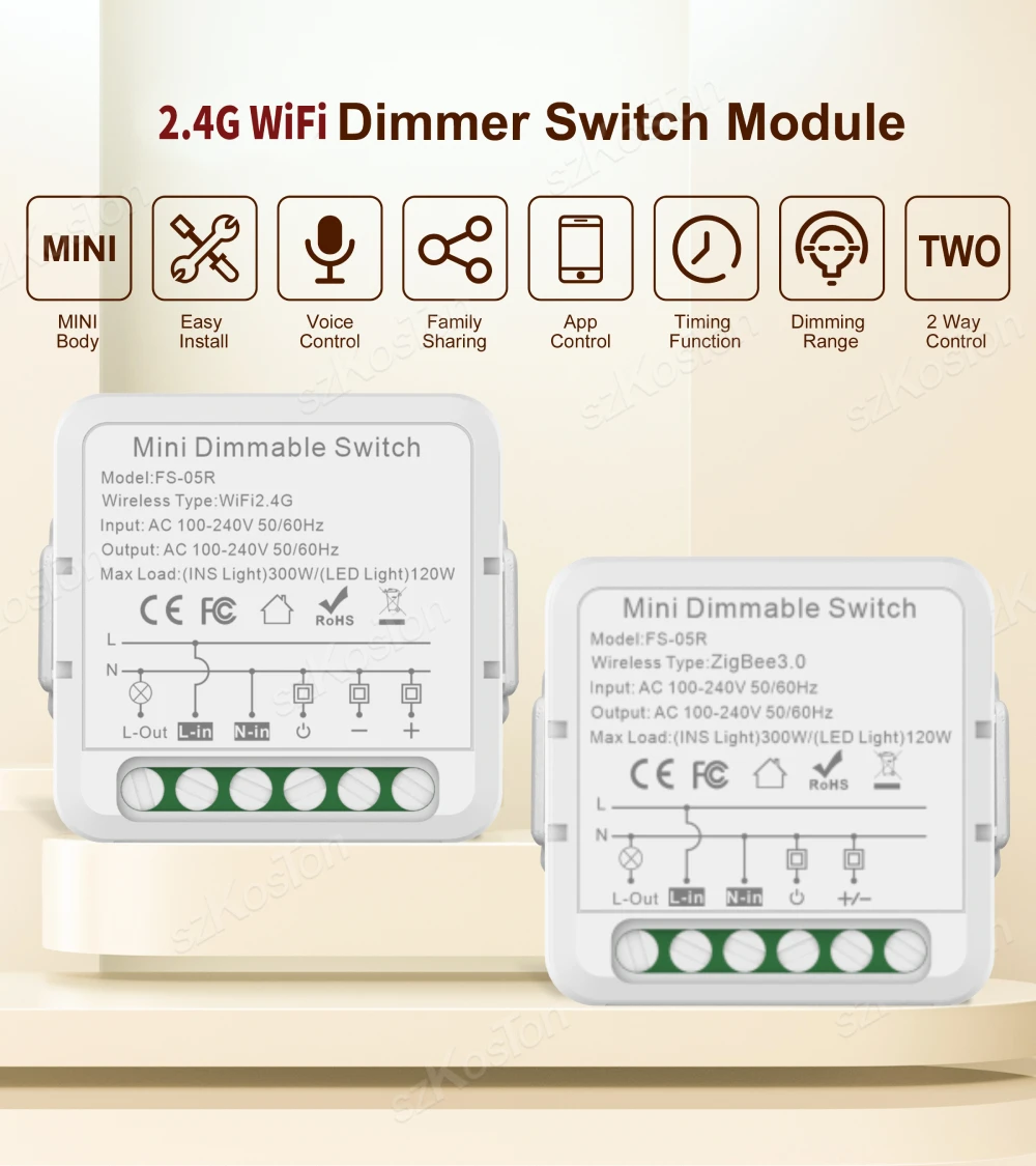 Tuya ZigBee WiFi Smart Dimmer Switch Support 2-Way Control Dimmable Breaker Module Need Neutral Voice Works with Alexa Google