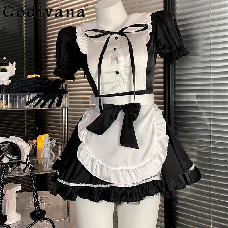 

Japanese Two Dimensional Cosplay Maid Dress Women's Sexy Pure Desire Bow Lolita Dress Female Summer Uniform Halloween Dress