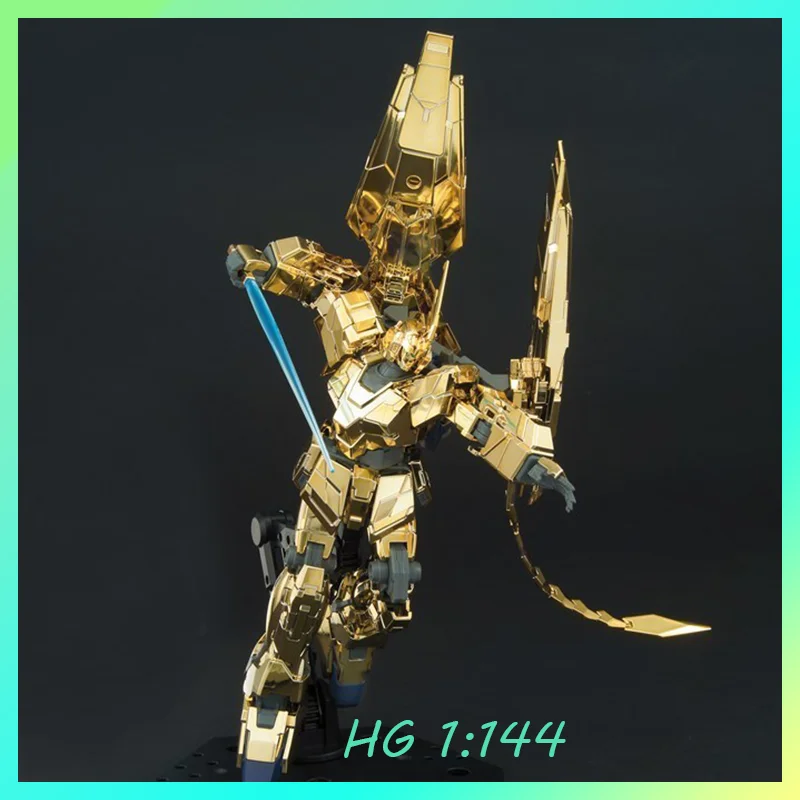 

In-stock XINGDONG HGUC 227 NT Phenex 1:144 Unit 3 Unicorn Model Gold Plated Assembly Model Kit Children's Toy Gift Decoration