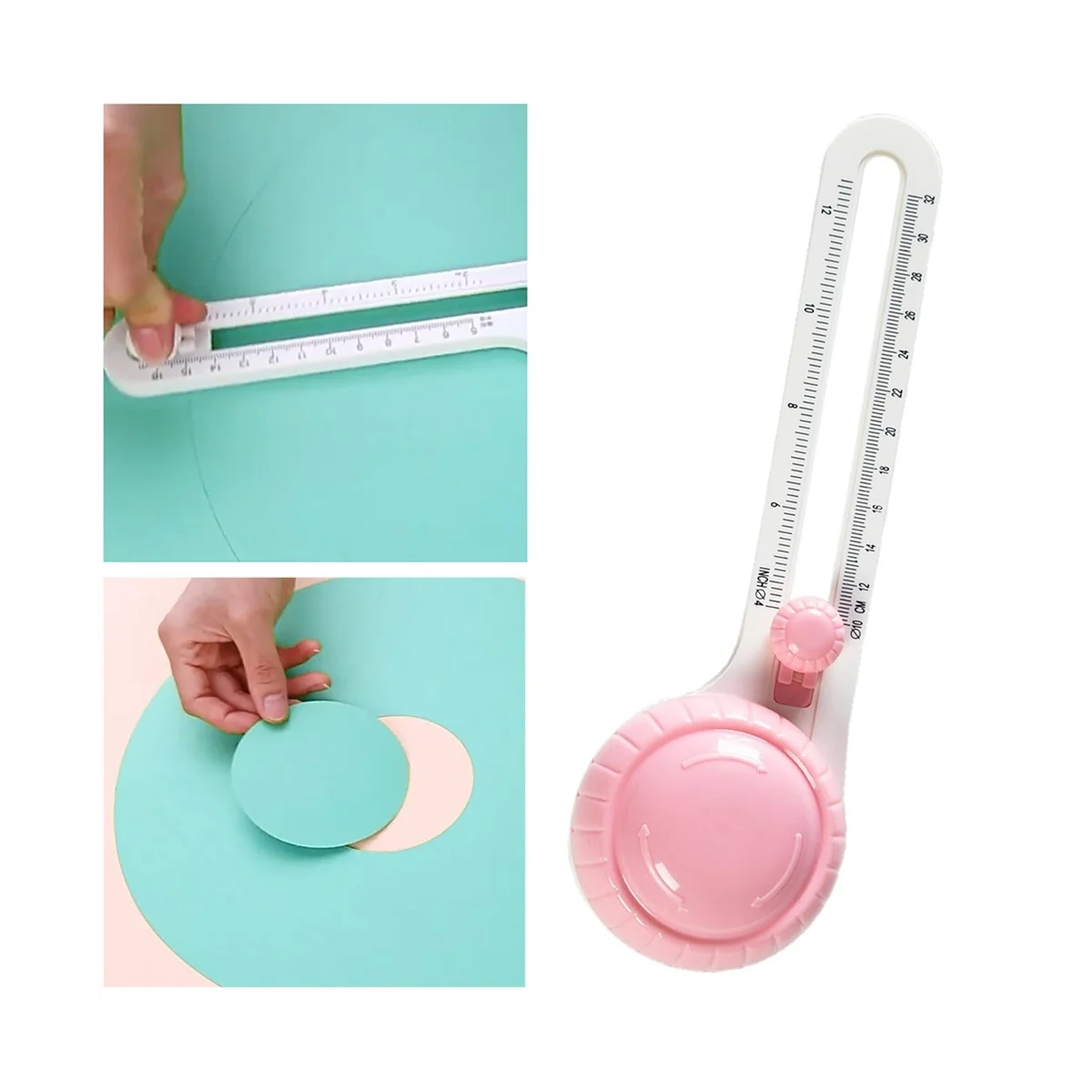 Circle Cutter for Paper, Rotary-Circular Cutter, Compass Circular Cutter, Circle Paper Cutter for Scrapbooking,Pink