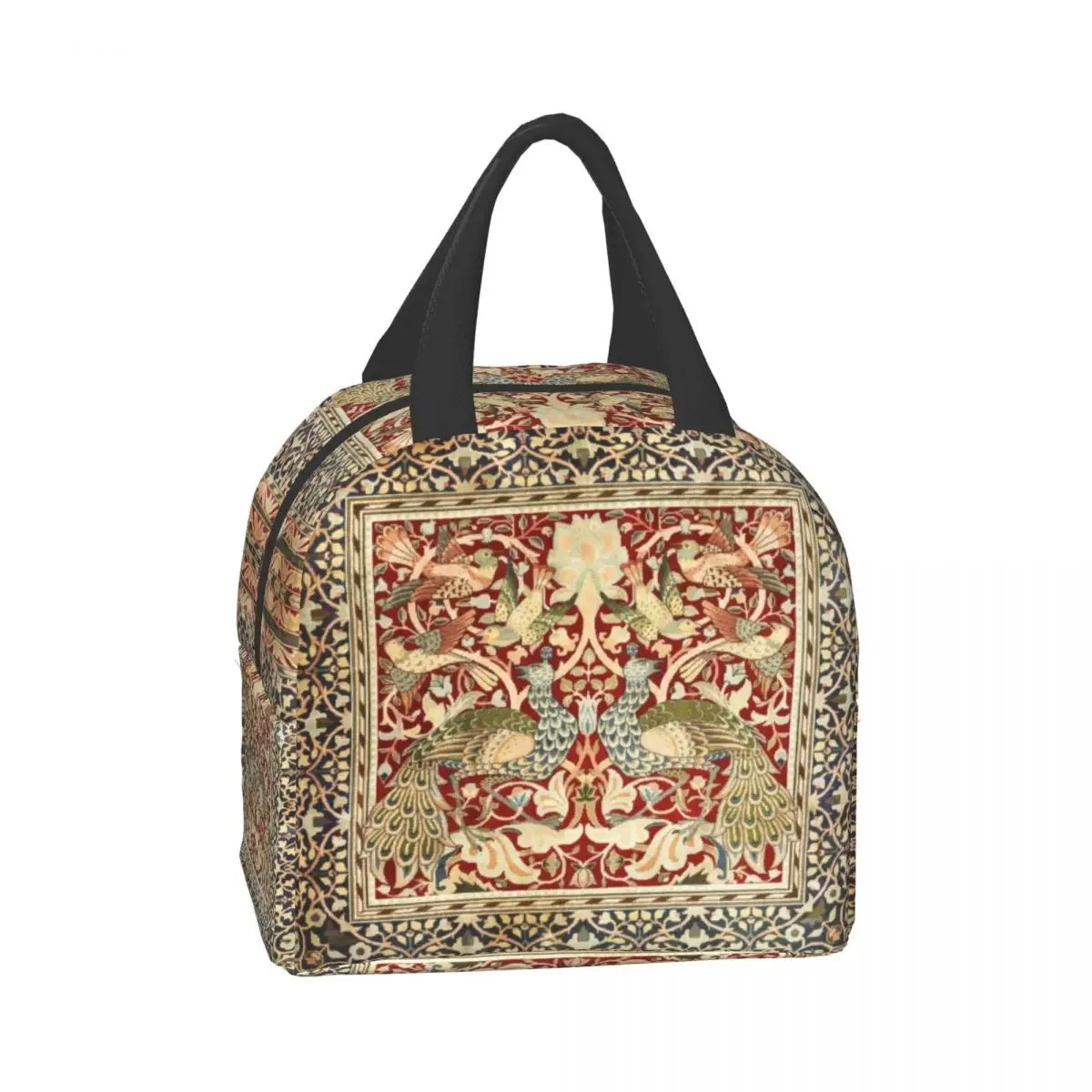 William Instability-Sac à lunch imprimé textile floral pour femme, boîte à lunch portable, sacs à nourriture isothermes thermiques multifonctions pour enfants, école