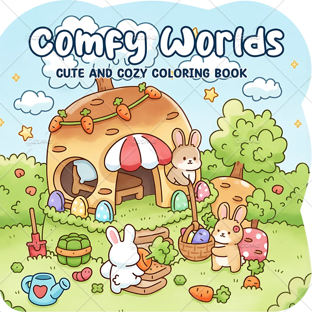 24 Pages Comfy Worlds Coloring Book for Adult | Colouring Book for Stress Relief, Birthday Day Gift, Back to School Supplies ﻿