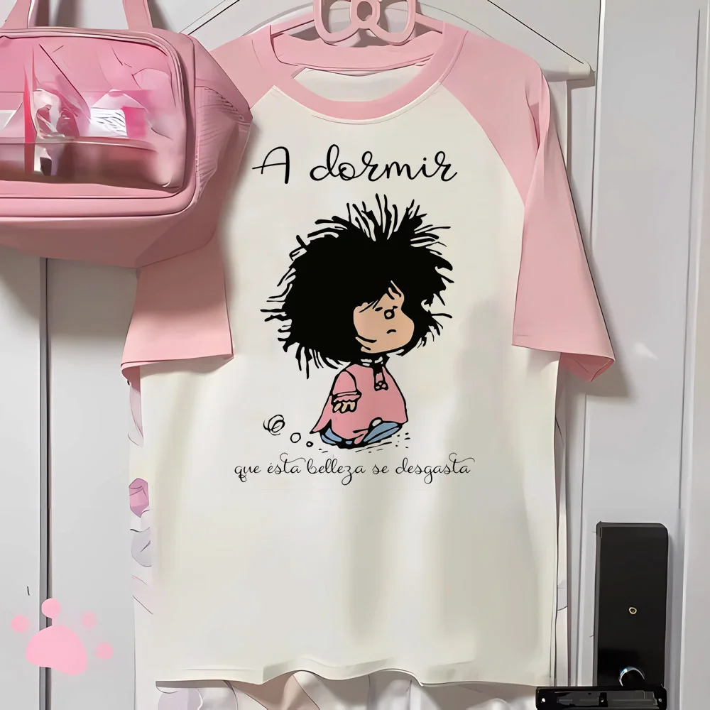 

Забавная футболка Mafalda с графическим принтом, футболка для мальчиков и девочек, верхняя одежда в стиле аниме, удобная детская футболка с короткими рукавами, футболка-топ