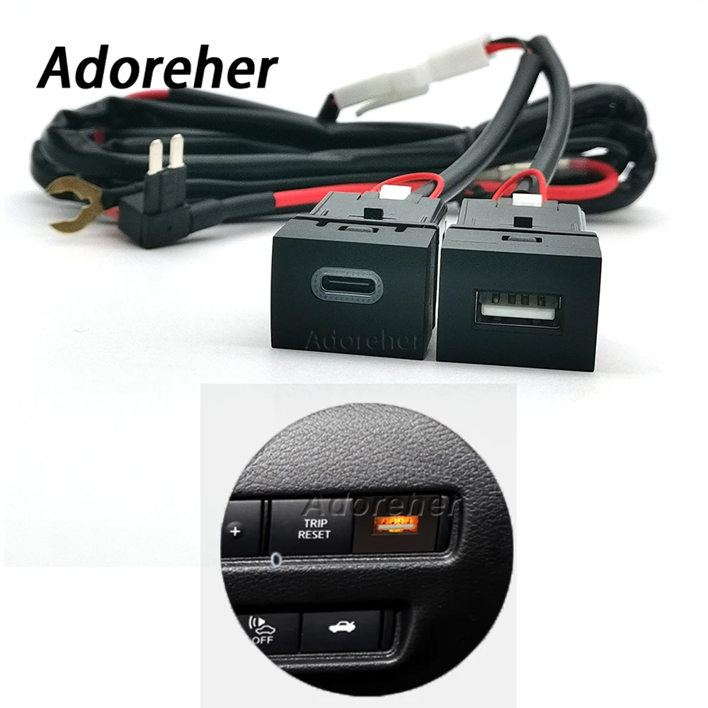 

Автомобильное зарядное устройство QC3.0 USB Type-C с быстрой зарядкой, адаптер для зарядки телефона, подходит для SYLPHY KICKS 2020, X-Trail T33, X-Terra 2023