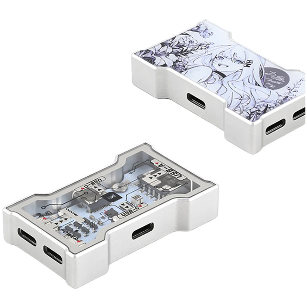 RGB USB Hub 2 Input 3 Output Aluminum Alloy Frame for Gaming Desk Setup Support Keyboard Mouse External Storage