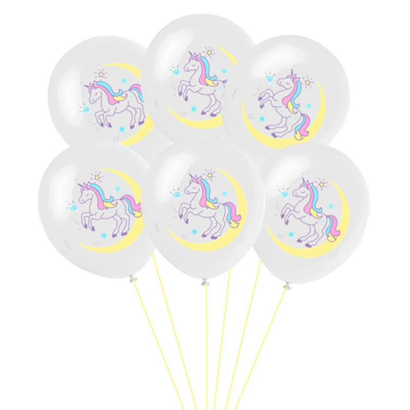 10pcs/lot Cartoon Unicorn Pink And Gray Latex Balloons With Sequin Balloons For Birthday Party Decorations