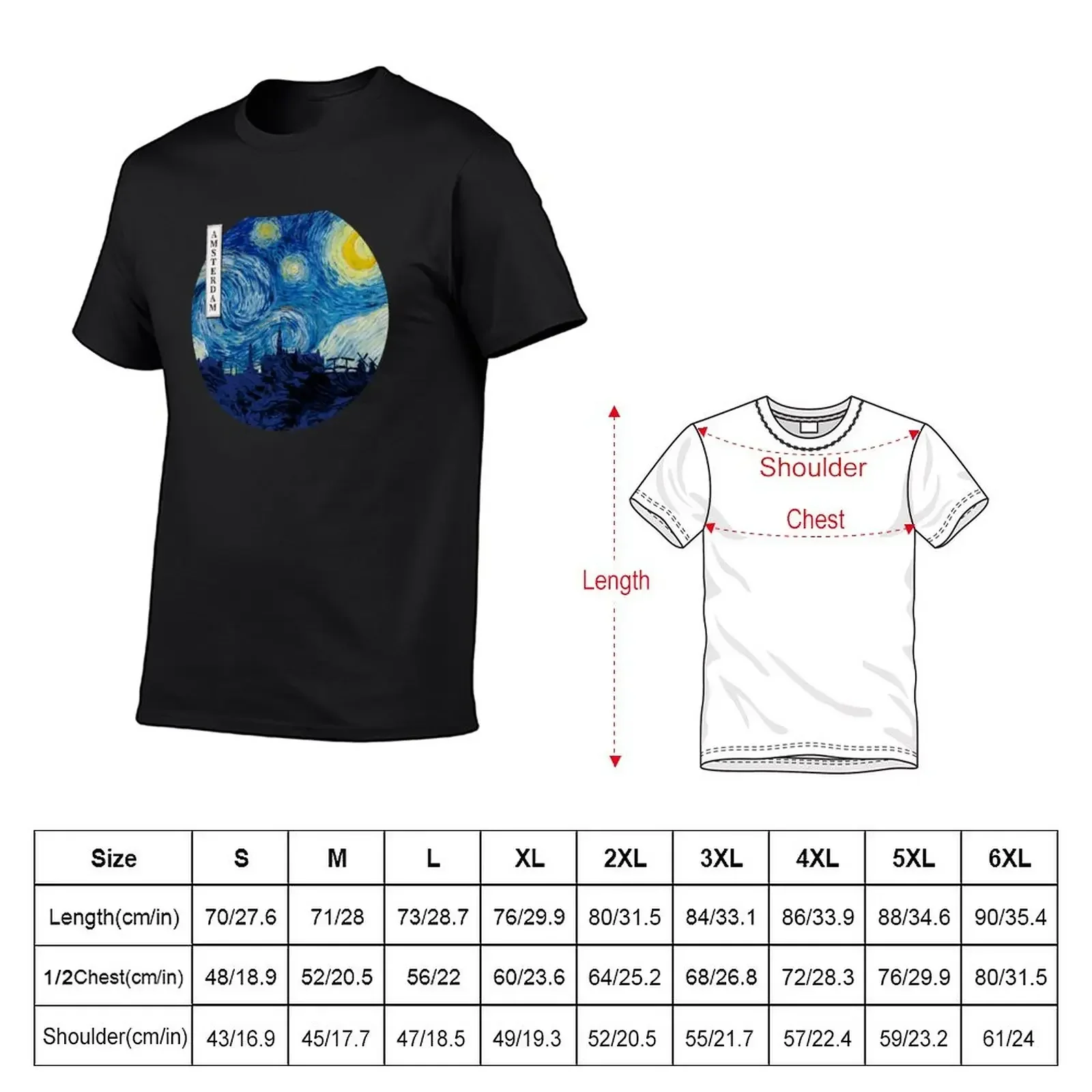 Amsterdam Starry Night Van Gogh Circle T-Shirt shirts graphic tees anime clothes quick-drying men t shirts