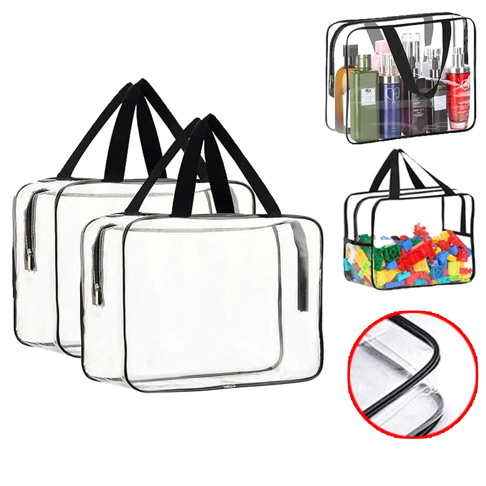 Grands sacs de rangement pour jouets, 1 à 12 pièces, réutilisables, en PVC transparent, sacs de rangement de voyage étanches, pochette de maquillage pour livres, blocs de construction, Puzzle