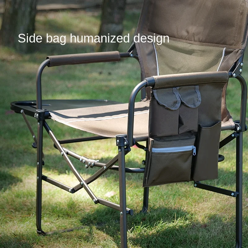 

Outdoor Folding Chair Potluck Camping Chair Mountain Camping Director Chair Mesh Cloth Back Table Plate Chair