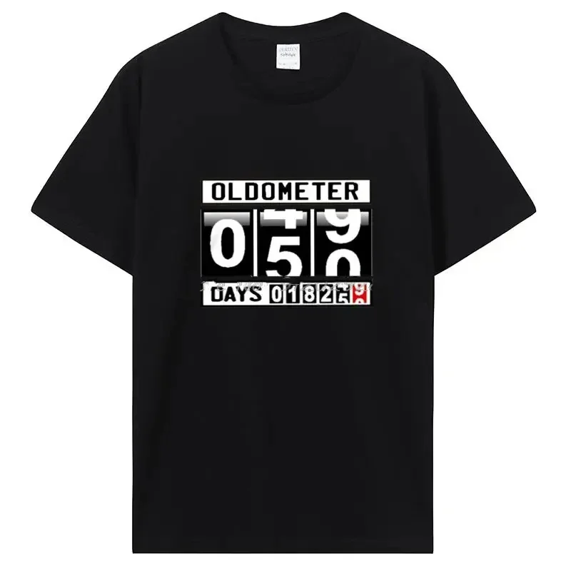 

Oldometer 50 Years Old Men's T-shirt Funny Gag 50th Birthday Fifty Years 18250 Days Age Odometer Men's Tee CottonT Shirt 42851