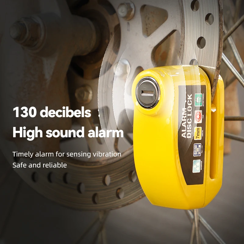 Serrure d'alarme de moto, frein à disque de roue avec clé, cadenas antivol étanche pour moto, Scooter, vélo, verrouillage de frein à disque de sécurité