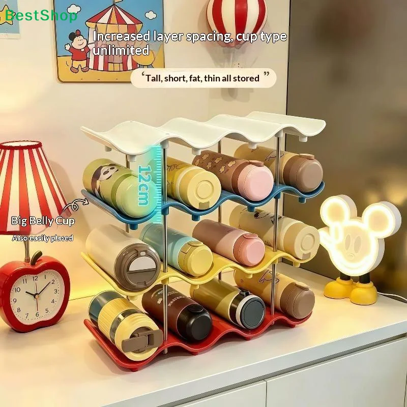 Multi-layer Wave Cup Holder Colorful Mug Storage Rack Desktop Cup Organizer Kitchen Coffee Tea Glass Tabletop Drinkware Shelf