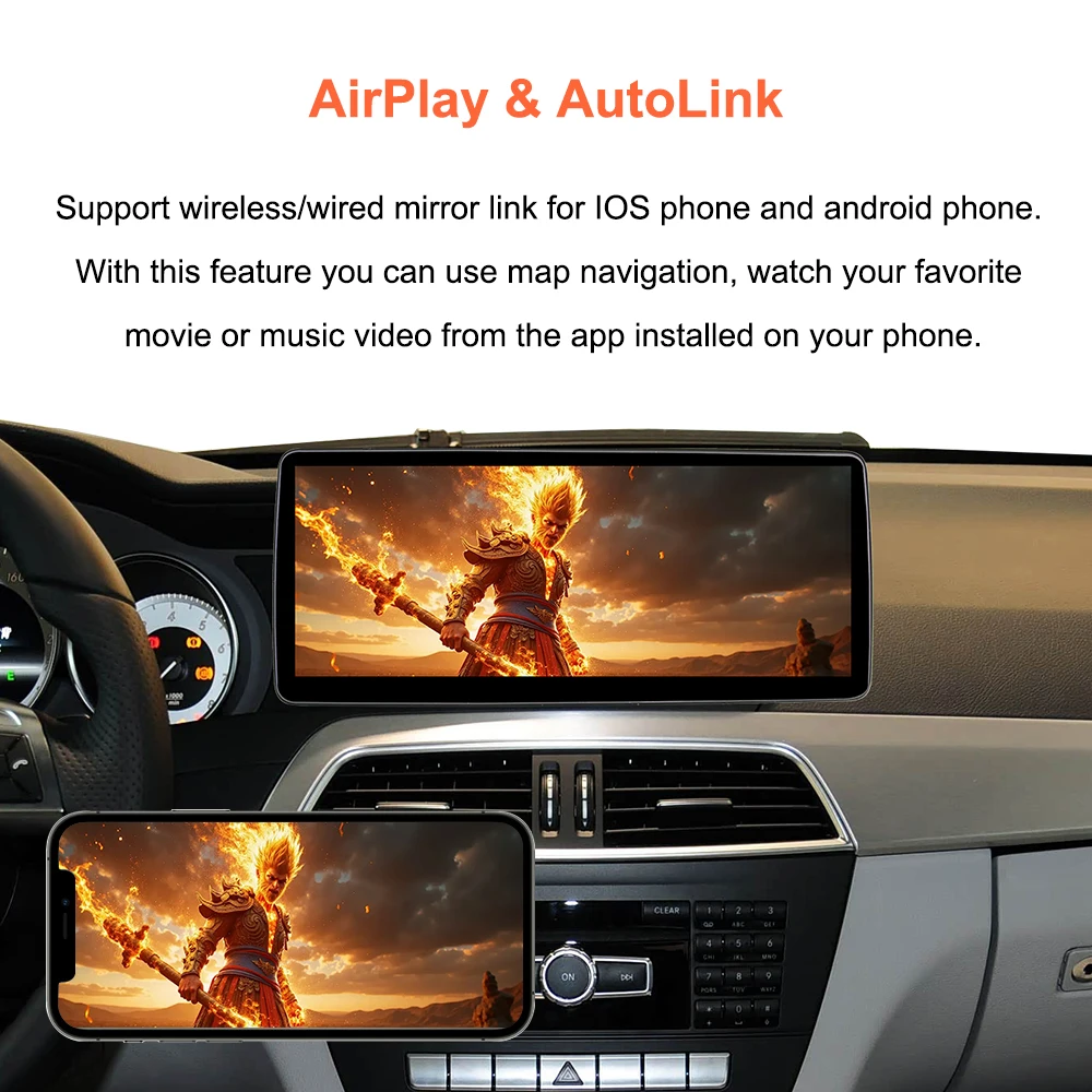 Car Multimedia system Bonroad 12,3 inches 2400*900 Android Auto thread Carplay Linux for Mercedes Benz C class W204 2011-2014 system NTG4.5