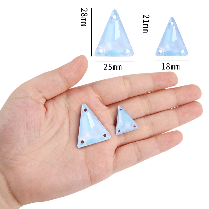 Long Skinny Triangles Sew on Rhinestones Crystal for Dress Mocha Glass Beeds Stones for Sewing in Clothes Decoration Shoe Bag