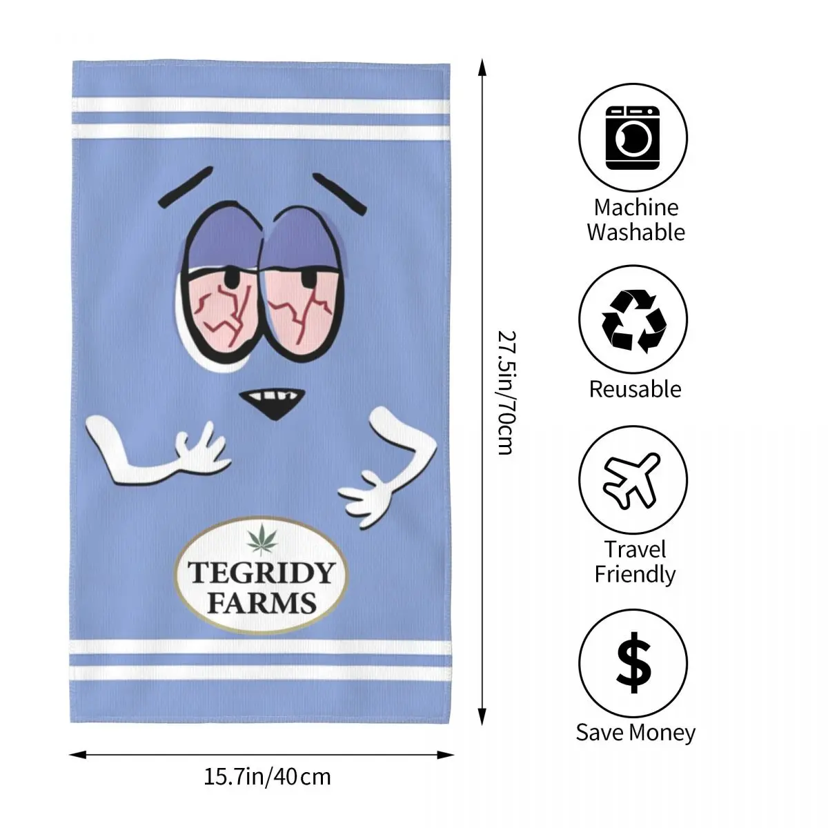 Tegridy Farms Logo Merch Towelie Face Towel Summer Microfiber Bath Towel for Bathroom