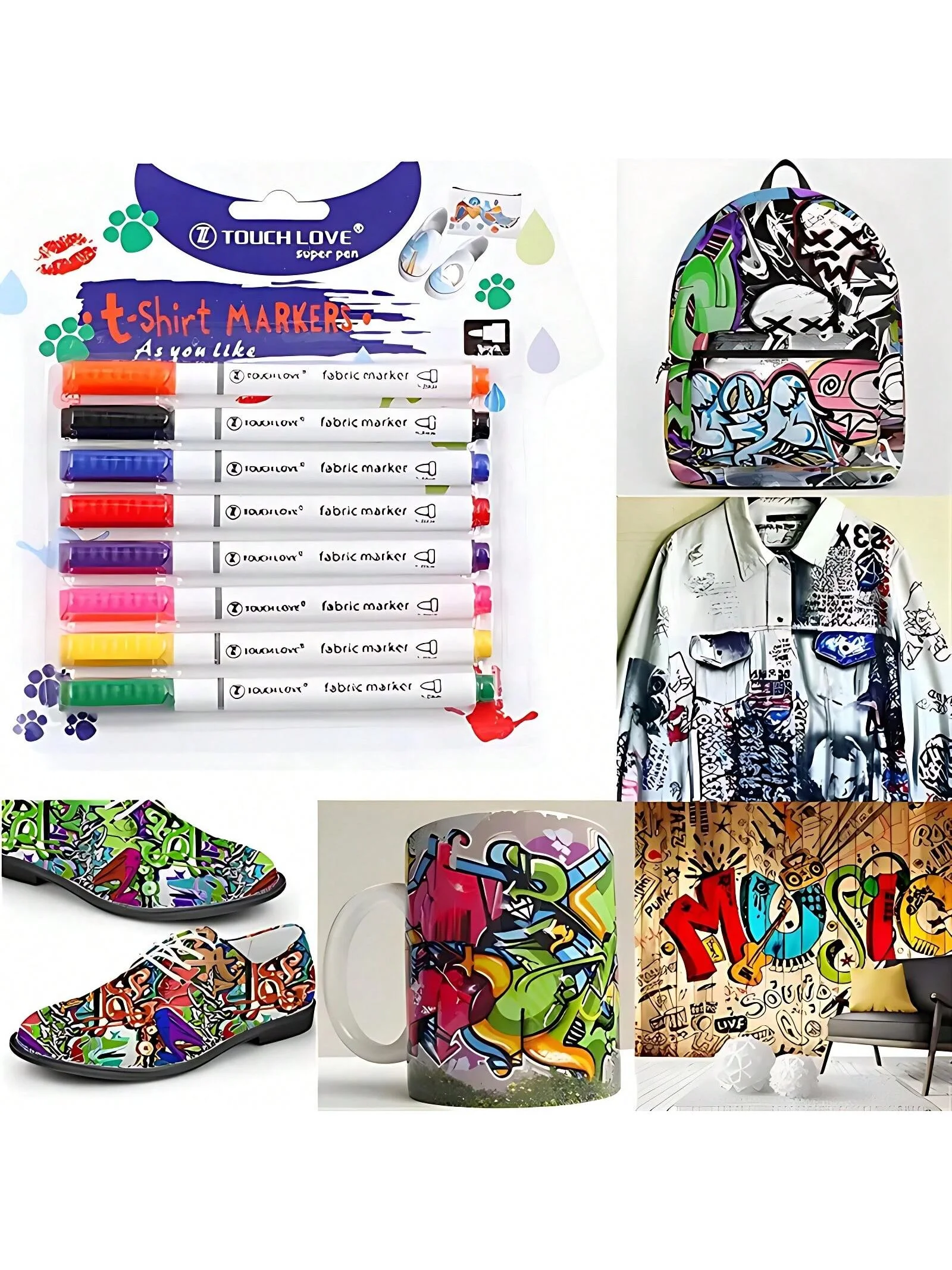 

2PCS Color Art Marker Set for Fabric, Waterproof & Non-Bleeding, For T-Shirts, Shoes, Wood, Stone & DIY Craft Painting