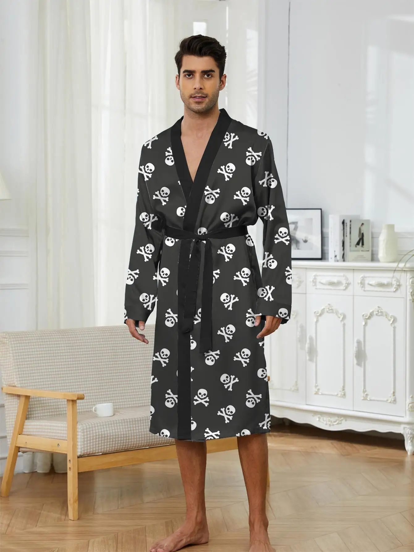 1pcs Men's Robes 2026 Spring/Summer 3D Printed dressing gown Breathable sleepwear Graphic Bathrobe man Funny pajamas robe