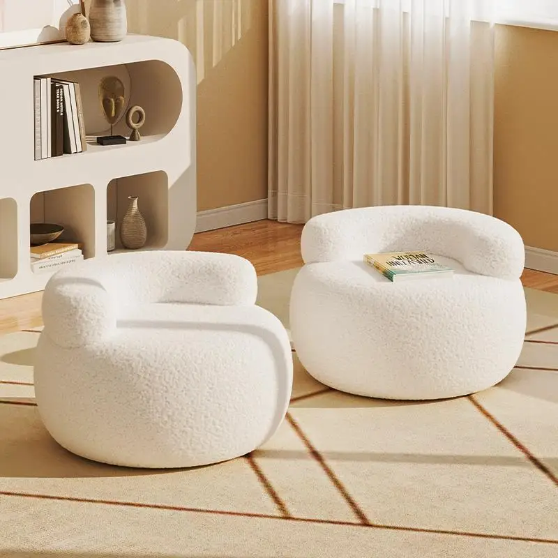 Cream Style Sofa Stool Home Small Stool Back Chair Round Lamb Velvet Soft Bag Low Stool Changing Shoes