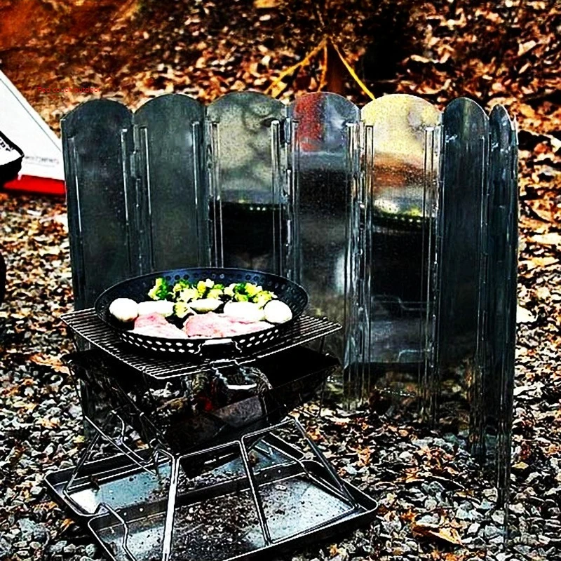 

Durable Camping Wind Deflector Windproof Foldable Wind Screen Lightweight Folding Cook Burner Windshield Picnic Camping Travel
