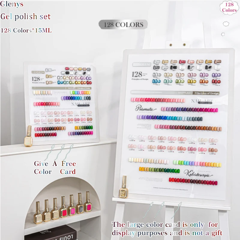 128 pieces * 15ml nail polish glue soaked in gel color matching card in spring, summer, autumn and winter