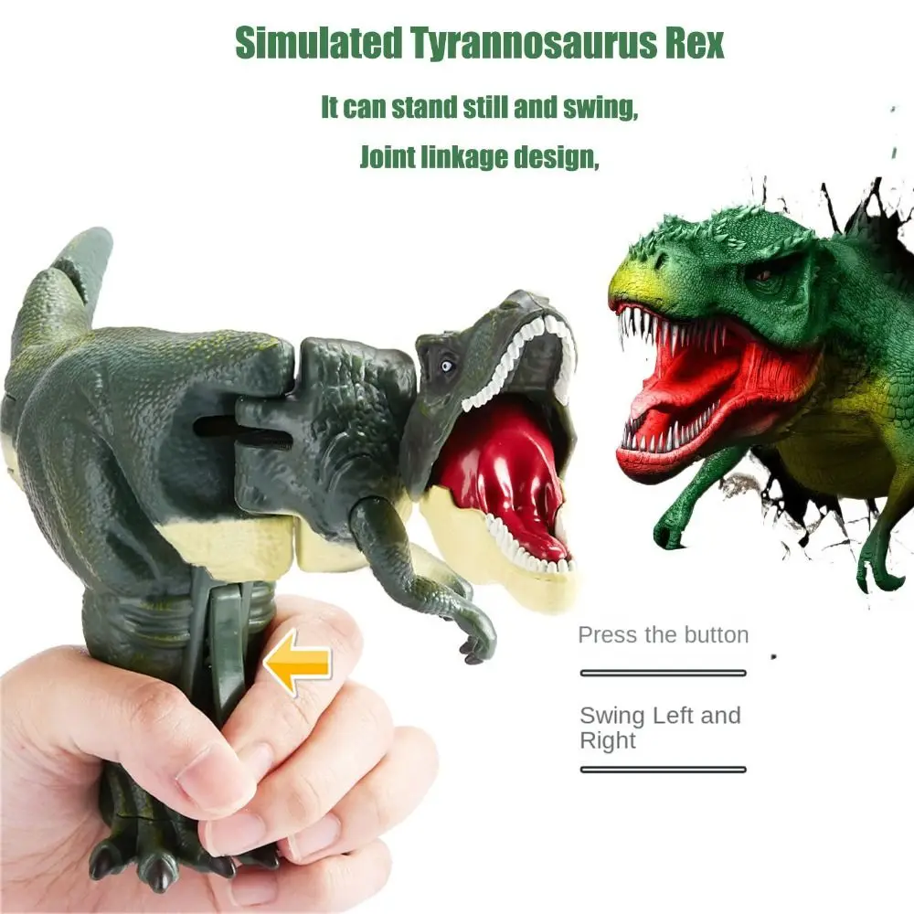 Tyrannosaurus Rex mainan dinosaurus, mainan dinosaurus penekan dengan ayunan kepala dan gerakan ekor dinosaurus eksplorasi