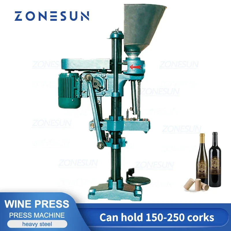 ZONESUN Wooden Cork Pressing Machine ZS-XGDSJ1 Semi Automatic Wine Glass Bottles Beer Cap Feeding Machine