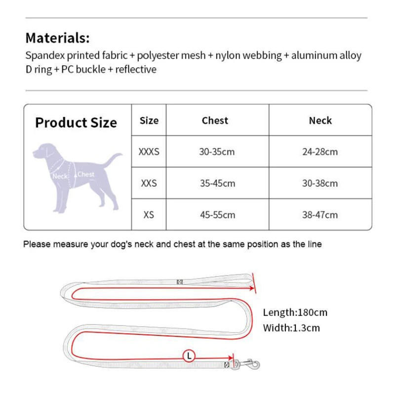 TRUELOVE Pet Pet Harness and Leash Set Lightweight Adjustable Quick-Release and Durable for Small Dogs and Cats TLH2918
