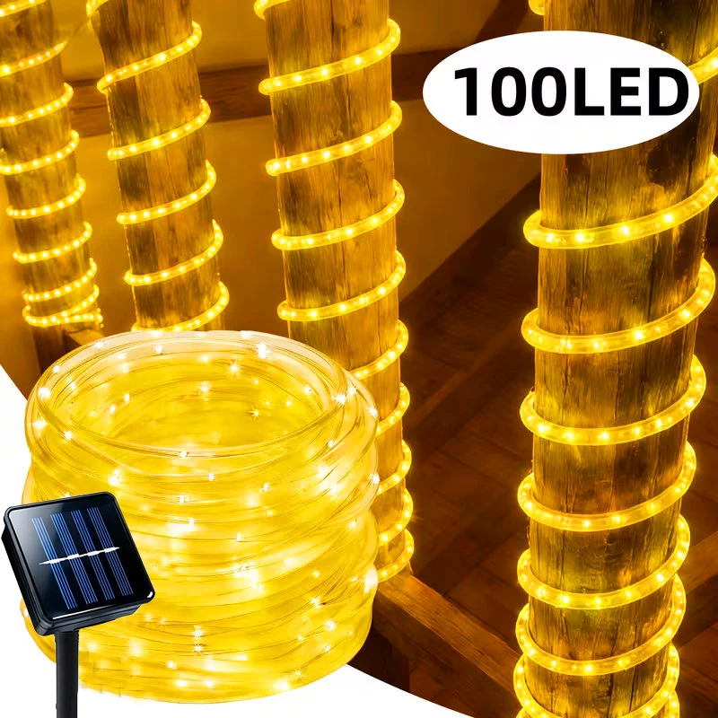 Outdoor Lighting Youtube - Солнечные гирлянды-трубки 50/100 LED, водонепроницаемые, теплый/белый/RGB