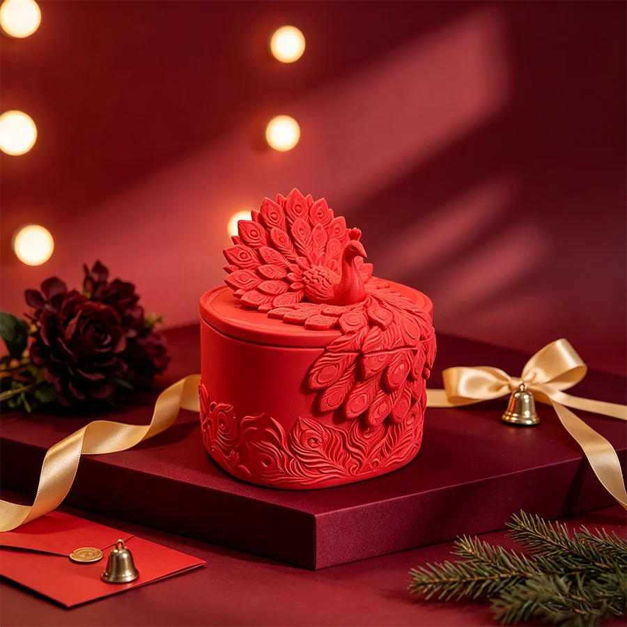 3D Relief Craftsmanship Red Peacock Jewelry Storage Box with Dust-Proof Lid Design to Protect Jewelry from Oxidation and Dust. Three-Dimensional Peacock Shape with Clear Texture and Fine Workmanship. Matte Red Texture with a Premium Feel and Smooth Surface. Can Store Jewelry, Hair Accessories, Cotton Pads, and Other Small Items. Decorative Piece for Dressing Table and Bedroom. Luxurious Vintage Style Enhances the Appearance of the Desktop. Solid Workmanship, Durable and Not Easily Deformed. Suitable for Daily Storage and Desktop Decoration