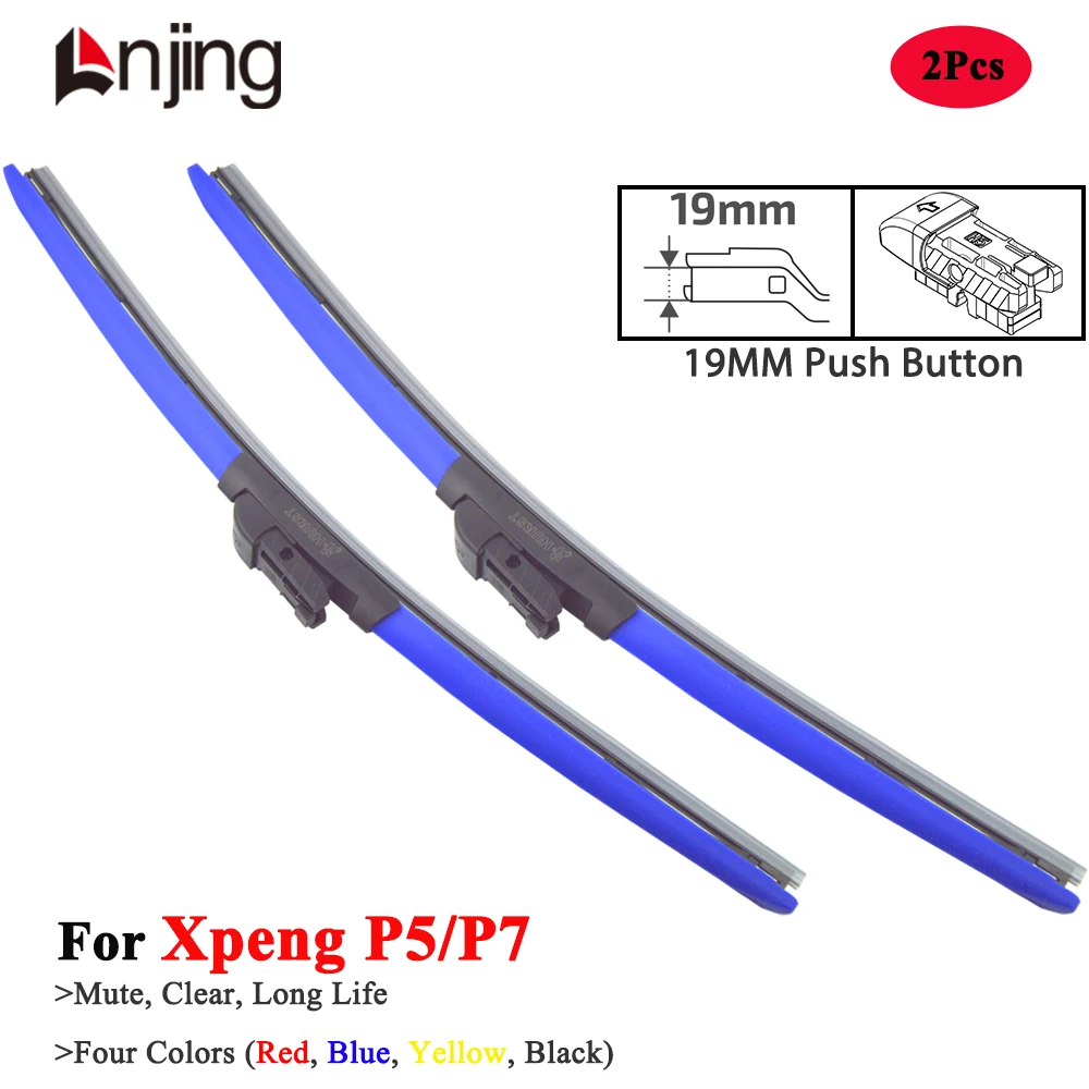 

LNJING Colorful Hybrid Wiper Blades For Xpeng P5 P7 2021 2022 2023 2024 2025 Car Accessories Red Blue Yellow Windshield Wipers