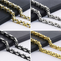 Cottvott Stainless Steel Byzantine Link Necklace For Men/Women 5mm/6mm/8mm Width 55cm/60cm/65cm/70cm/90cm Length Chain Gift