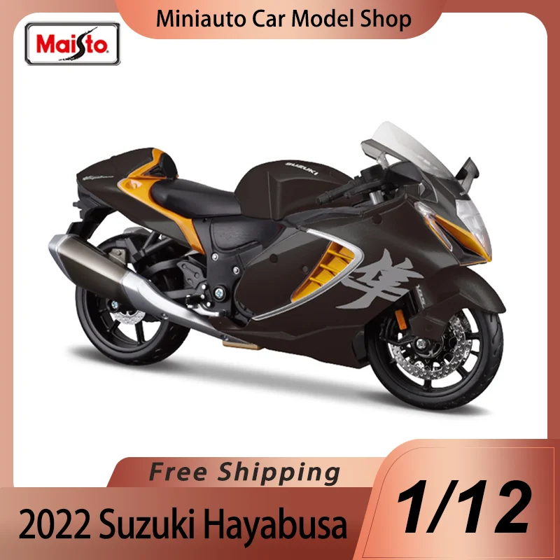 New In Stock Maisto 1:12 2022 Suzuki Hayabusa Black Gold Moto Alloy Miniature Diecast Model Motorcycle Toys Car Christmas Gift