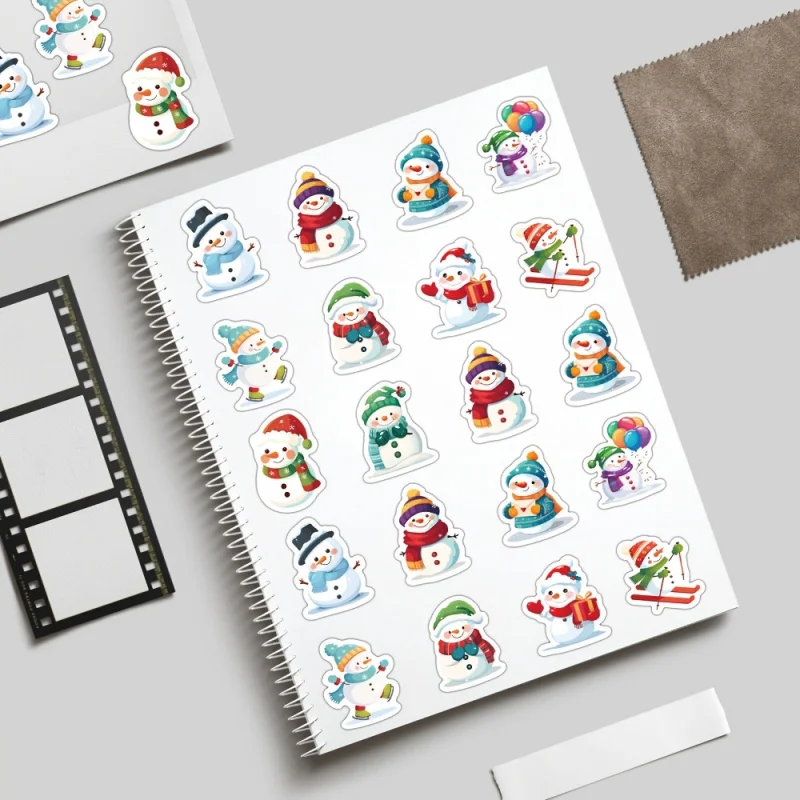 A Roll of 500 Decorative Stickers Featuring Christmas Snowmen, Perfect for Decorating Gifts, Parties, Laptops, Notebooks