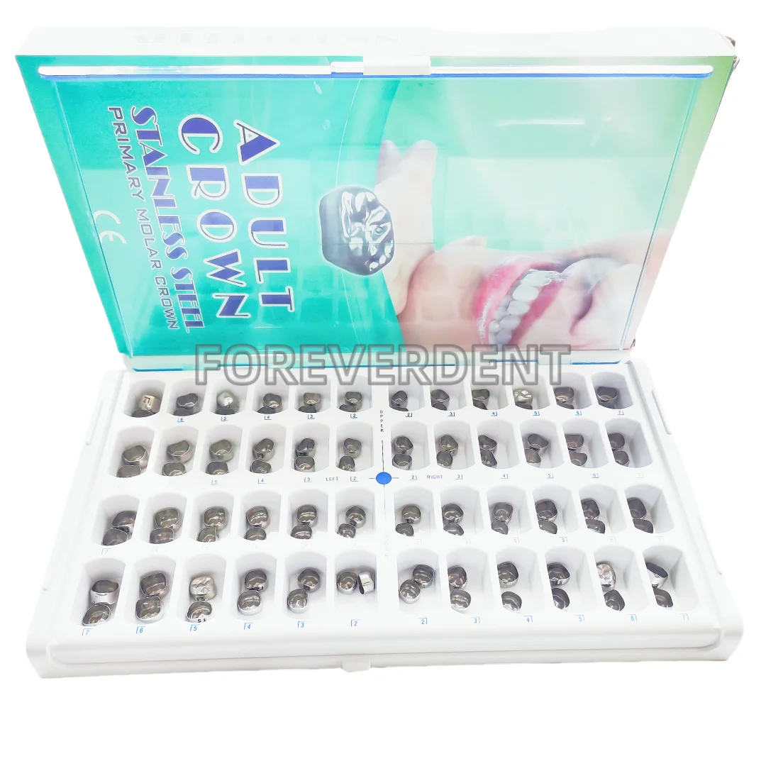 48/96/144pcs Stainless Steel Dental Adult Primary Molar Crown Preformed Pediatric Crowns 24sizes