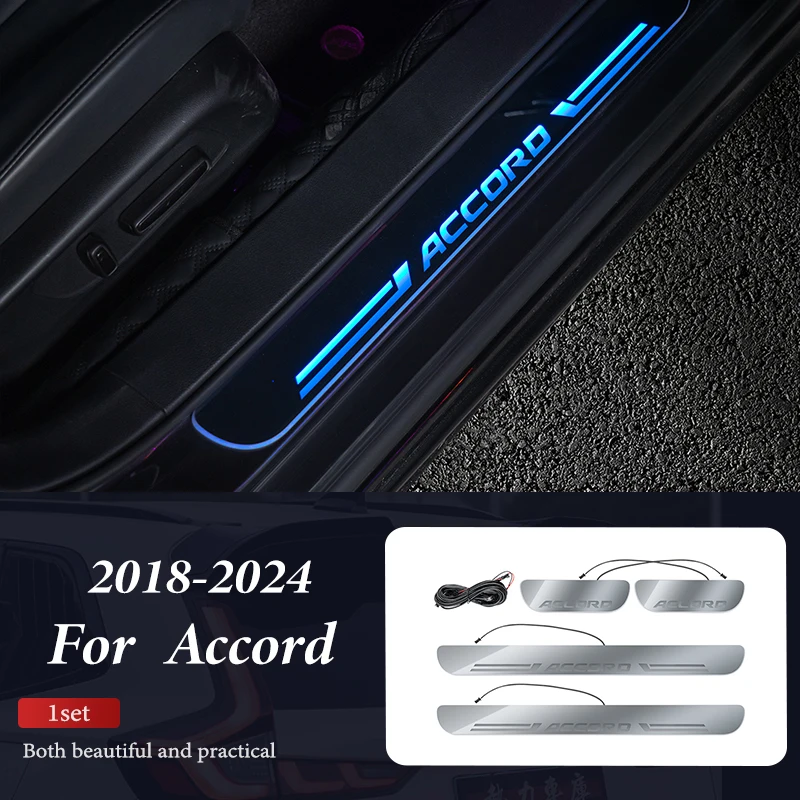 For 2018-2024 Honda Accord bling accessories floor mat interior door sill protector sticker body kit car atmosphere light