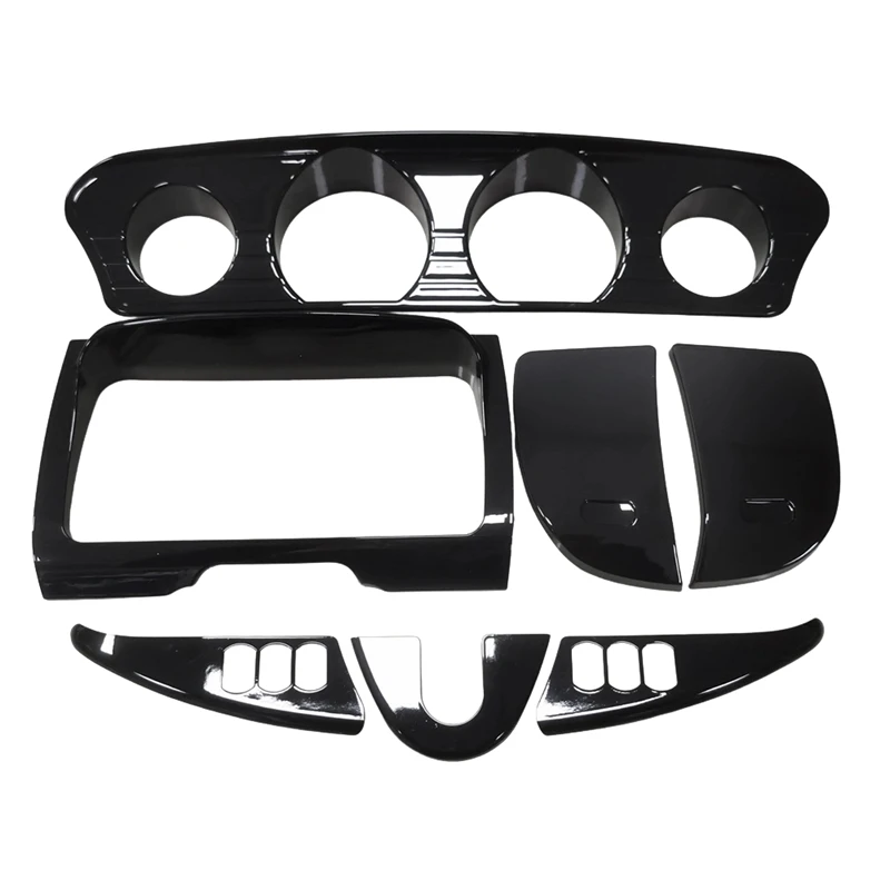 Super Sale For Harley Gloss Black Gauge Stereo Trim Cover Dash Switch Panel Kit