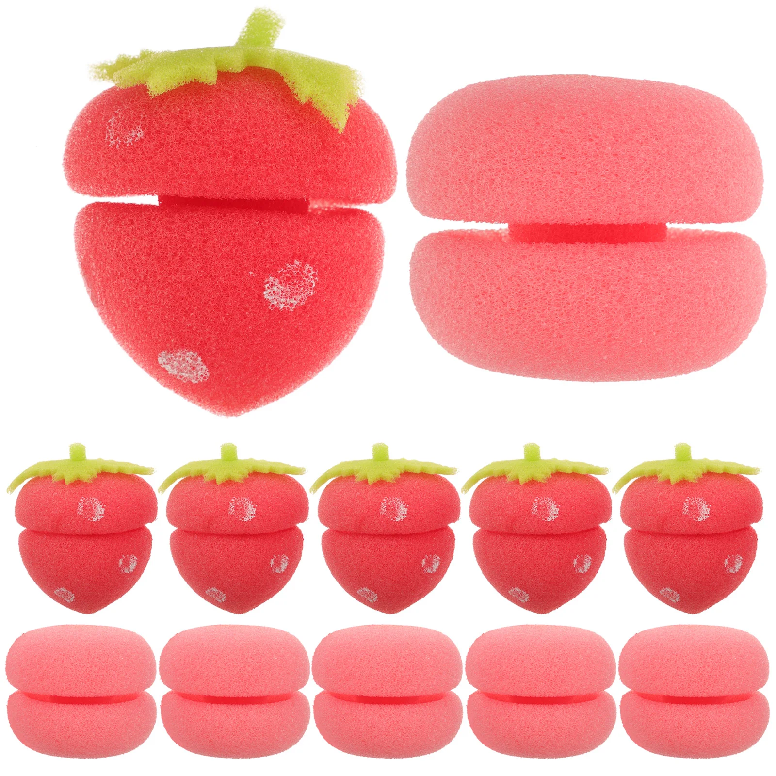 12 PCS Sponge Curling Ball Mushroom Iron 12pcs (strawberry + Pink Six Each) Roller Hair Rollers Curler Styling Curlers Women's