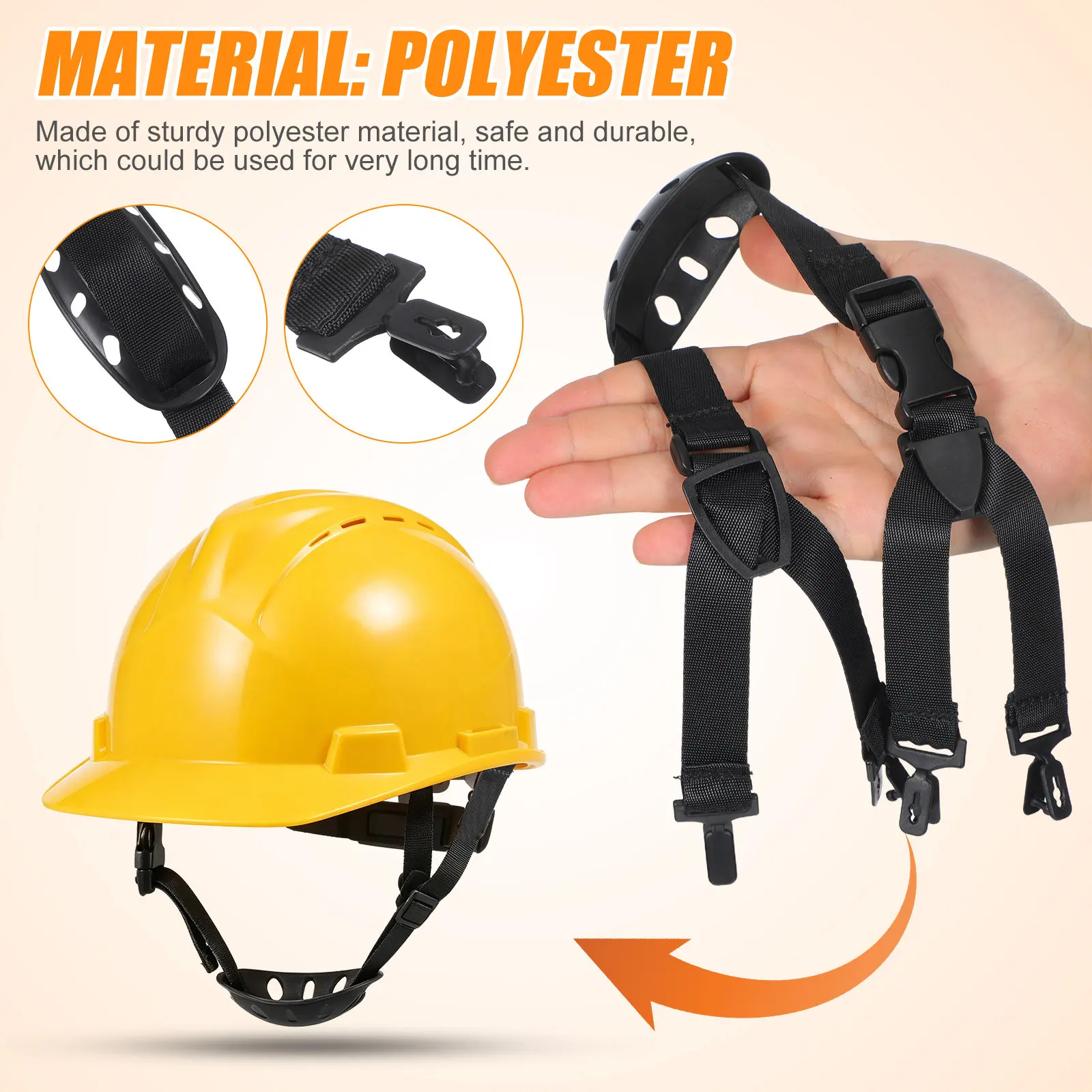 6Pcs Safety Adjustable Chin Strap Replacement Belt Hard Hat Buckle for Construction Work Chin Strap Accessory